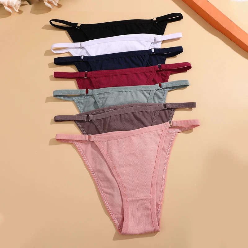 FINETOO 4Pcs Women's Cotton Panties Sexy Metal Ring Waist Underwear Solid Breathable Panties Ladies Soft Briefs Comfort Lingerie - Image 2