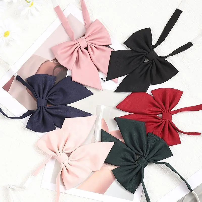 Students School Season Red Solid Bow Tie for Women Uniform Collar Butterfly Cravats Girls Bowties JK Shirt Dress Neck Wear Ties - Image 2