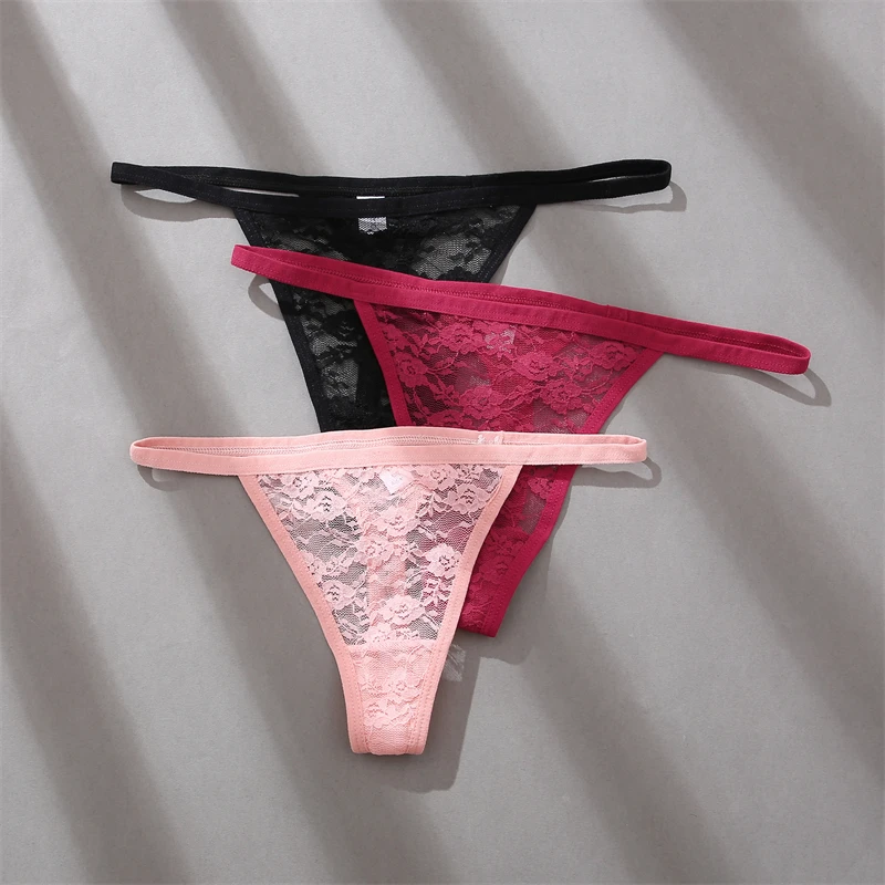 5Pcs Cotton Lace Thongs Sexy Hollow Out Floral Underwear Women's Panties Low Waist G-string Lady Comfortable Bikini Lingerie M-X - Image 2