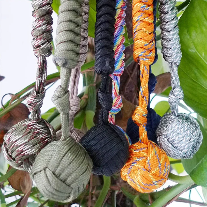 Outdoor Security Protection Black Monkey Fist Steel Ball for Girl Bearing Self Defense Lanyard Survival Key Chain Broken Windows - Image 3