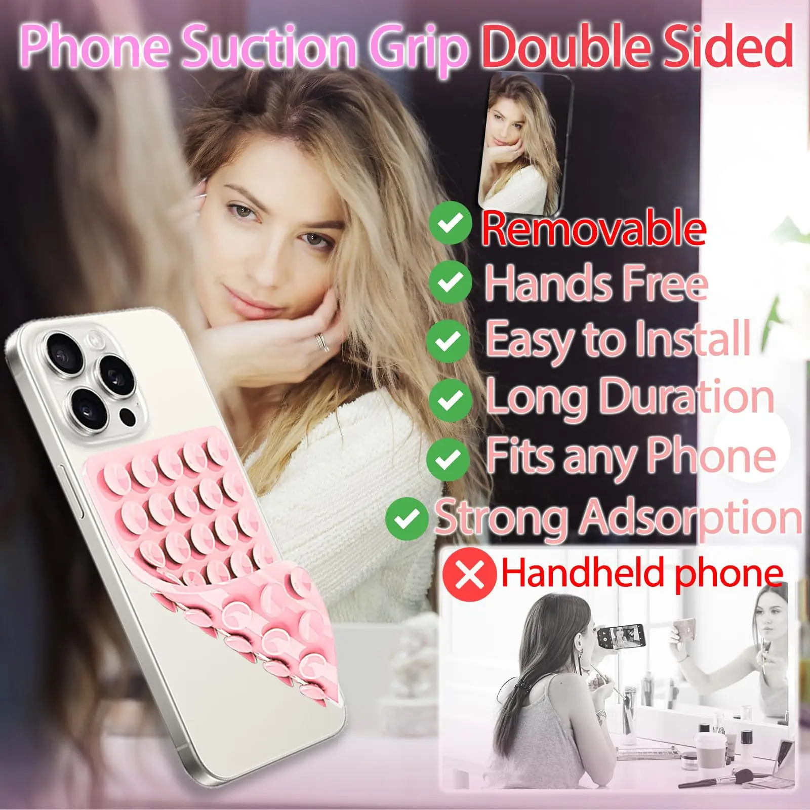 Double Sided Silicone Suction Cup Phone Case Detachable Stand For Hands-Free Selfies And Videos Just Use For Smooth Glass - Image 2