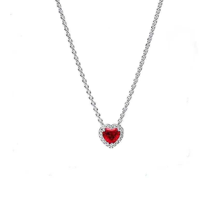 Colorful Heart Shaped Pendants Necklace Original 925 Sterling Silver Elevated Heart Necklace Lover's Holiday Fine Jewelry Gift - Image 4