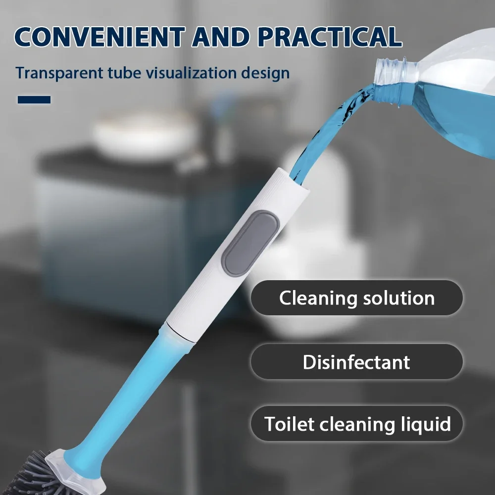 Water Spray Silicone Toilet Brush 40cm Long Handle Refillable Silicone TPR Brush With Wall-Mounted Bathroom Cleaning Accessories - Image 4