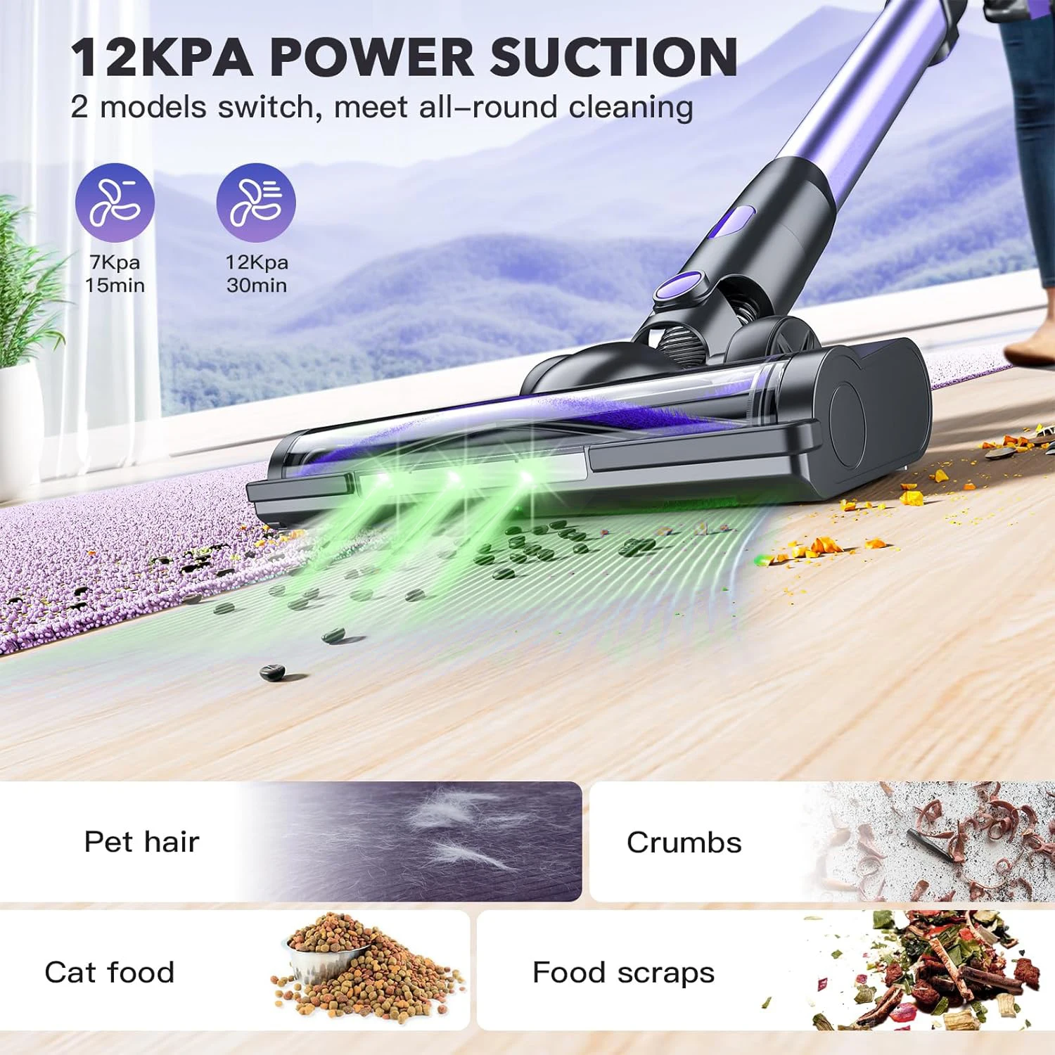 OMESER V70 600W 65KPA Suction Power Cordless Vacuum Cleaner Handheld smart Home appliance Removable Battery Mite removal brush - Image 5