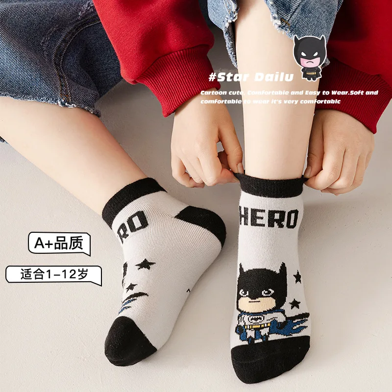 5 Pairs Spiderman Cotton Children's Socks iron Man Hulk Thor Anime kids Boys Short Socks Cartoon Baby Spring Summer Sock Y - Image 4