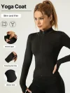 Fitness jacket, women’s tight quick-drying top, 2025 autumn edition, long-sleeved sun-protective stand-up collar, sports Pilates