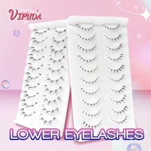 10Pairs Bottom Eyelashes Manga Lower Lashes Clear Band Wispy Small Flame Under Eye Lashes Korean Makeup Cosplay Tools