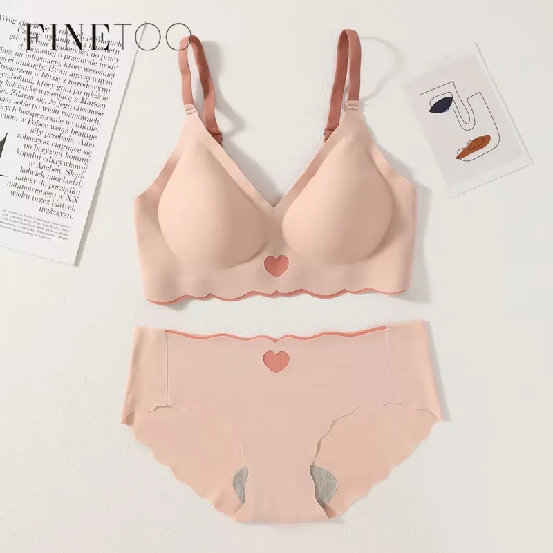 Seamless Bra Set Women Backless Underwear Suit Push Up Bras Sexy Lingerie Set Deep V Tops Soft Ice Silk Briefs Female Intimates