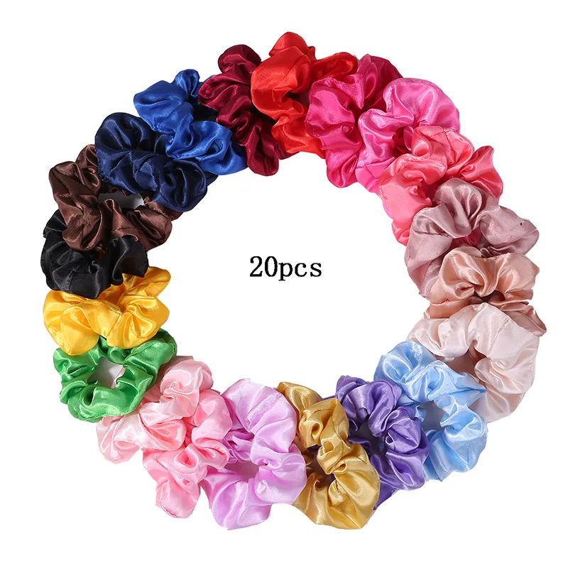 25/10//6pcs Satin Scrunchies Girls Elastic Hair Band Ponytail Holder Ties Rubber Bands Fashion Women Accessories Solid Scrunchy - Image 3