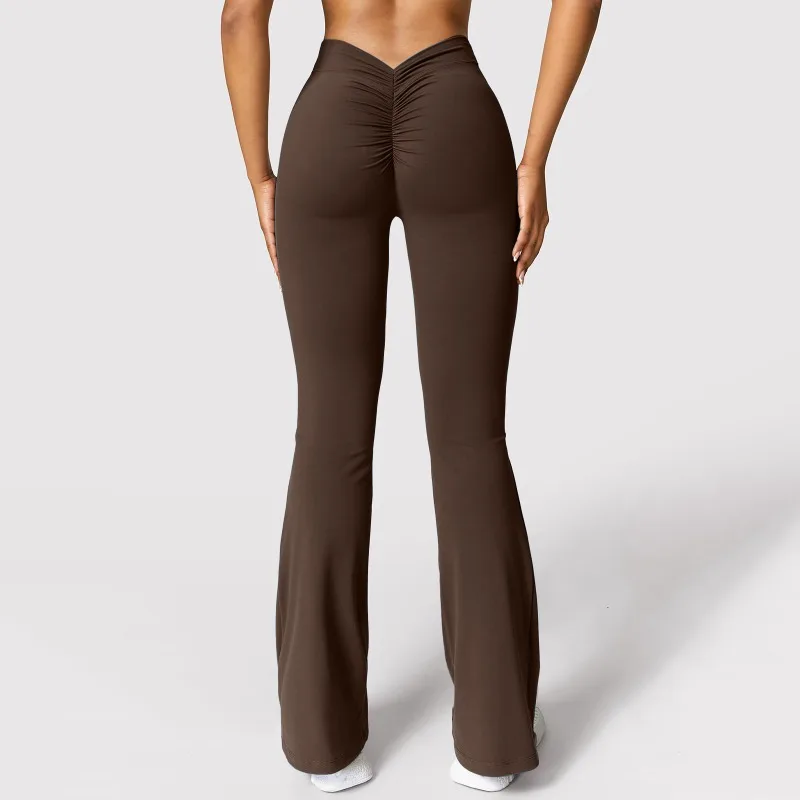 Fashion Micro Horn Leggings Women V-back Waist Sports Pants High Waist Push Up Butt Gym Pants Solid Slim Casual Leggings - Image 4