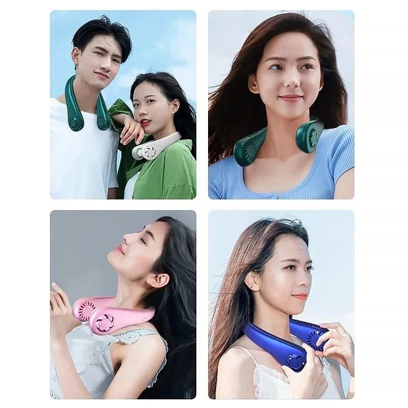 2025 Long endur New Mini Neck Mounted Fan Portable Bladeless Neck Rechargeable Air Cooler 3 Speed Mini Summer Sports Fan Outdoor - Image 6