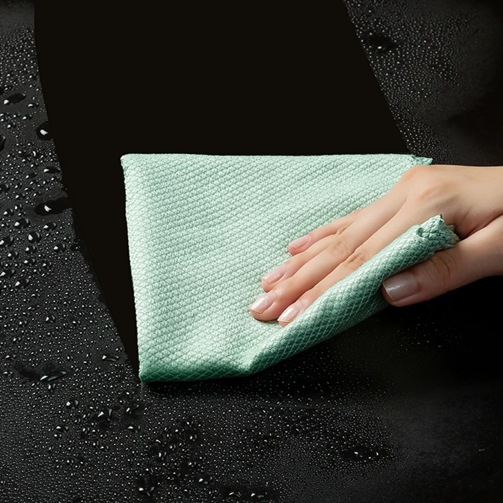 10pcs Microfiber Glass Cleaning Cloth Rag Lint-Free For Windows Car Kitchen Mirror No Trace Reusable Fish Scale Rag Polishing - Image 6