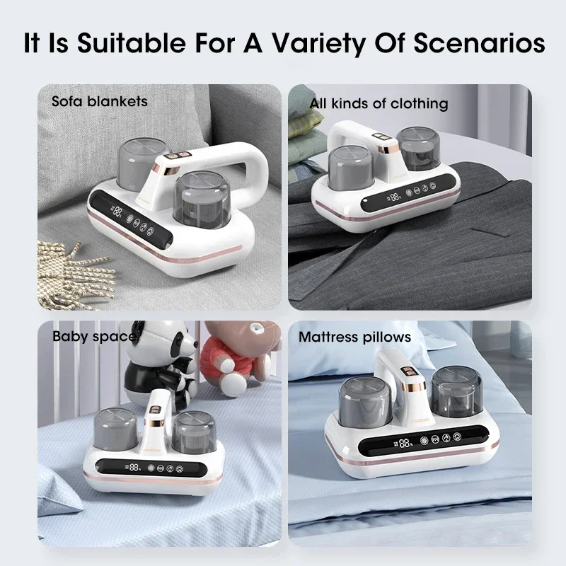 10Kpa Bed Mite Vacuum Cleaner 5-in-1 Cordless UV-C Light Ultrasonic Technology Strong Suction Low Noise for Dust Pet Hair - Image 6