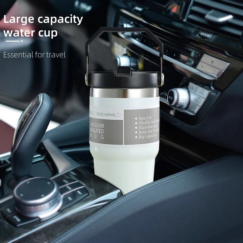 30oz Large Capacity Portable Car Cup Stainless Steel Thermos Cup with Straw & Handle Travel Sports Water Bottle Vacuum Flask - Image 2
