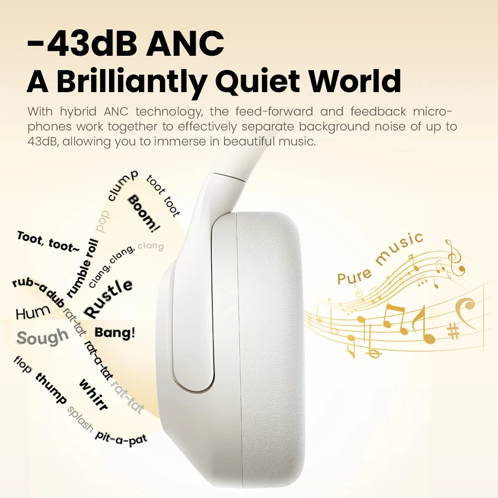 HAYLOU S30 Wireless Bluetooth 5.4 Headphones 43dB Adaptive Noise Cancelling Headsets 40mm Driver 80H Playtime Earphones - Image 5