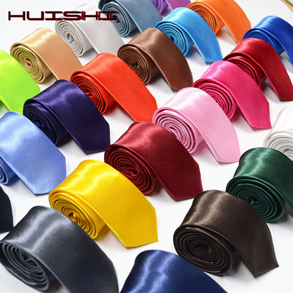 HUISHI Tie for Men 38 Solid Colors Slim Necktie Polyester Narrow Cravat Red Blue Formal Party Ties Fashion Daily Shirt Accessory - Image 5