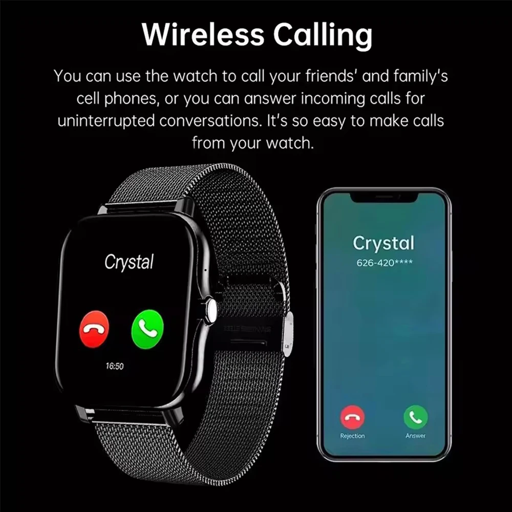 New Smart Watch Android IOS Phone 1.44 Inch Color Screen Bluetooth Call Blood Oxygen/Pressure Monitoring Smart Watch Women Men - Image 2