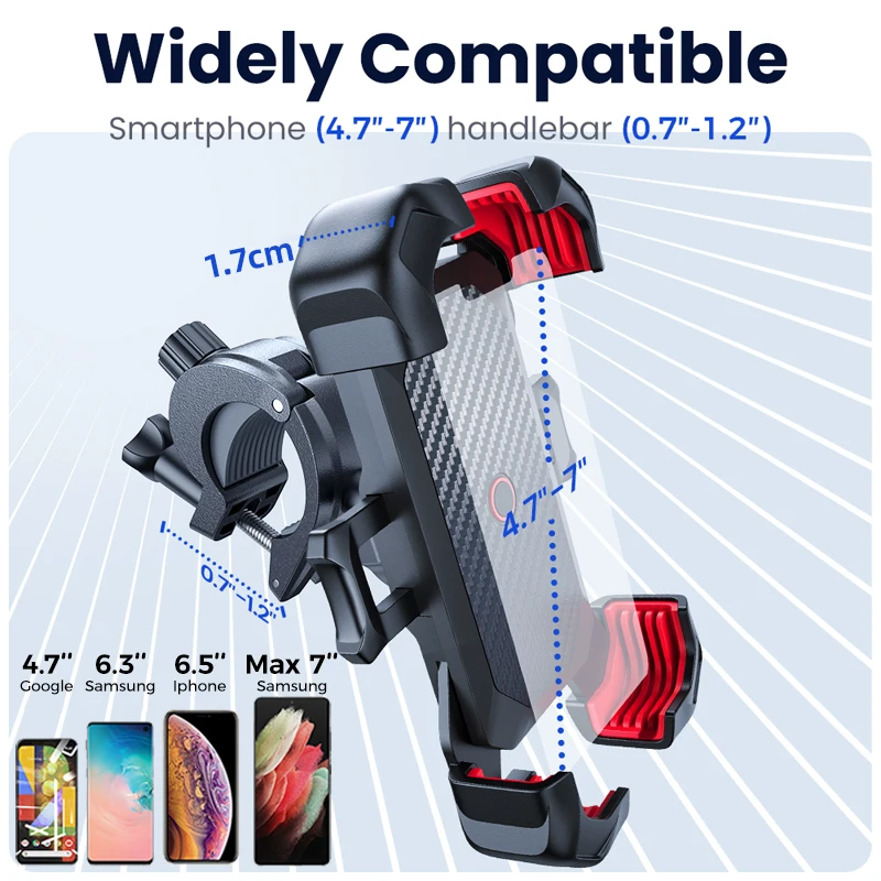 Joyroom Universal Bike Phone Holder 360° View Bicycle Phone Holder for 4.7-7 inch Mobile Phone Stand Shockproof Bracket GPS Clip - Image 6