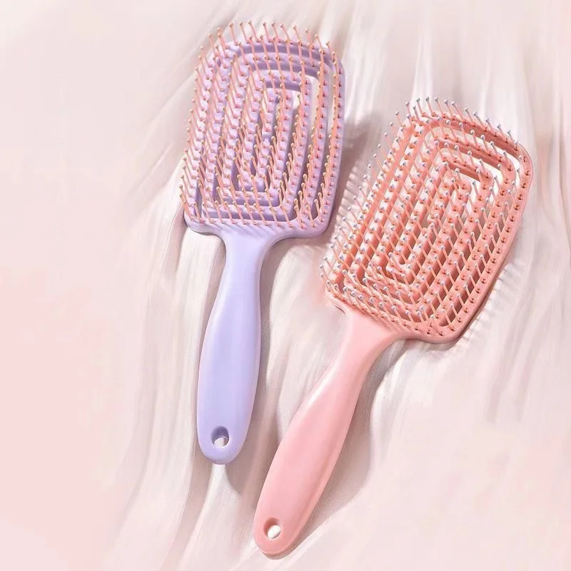 1Pcs Elastic Massage Comb Hollow Out Hair Brush Scalp Massage Combs Hair Styling Detangler Fast Blow Drying Detangling Tool - Image 2