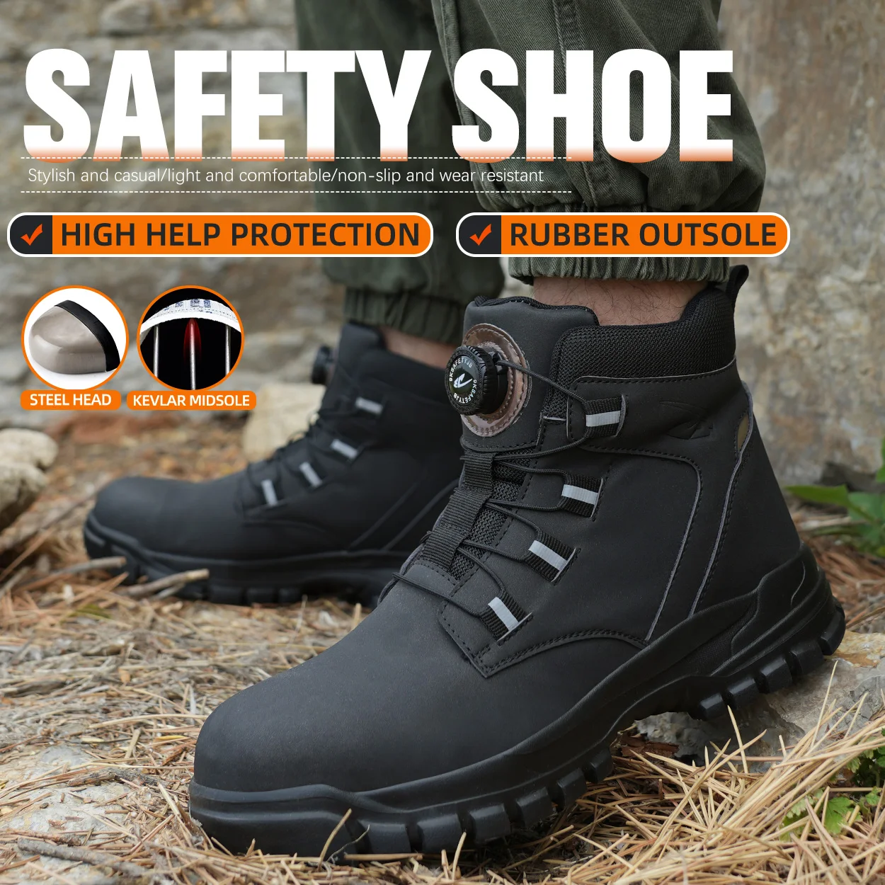 Waterproof Safety Boots Men Indestructible Steel Toe Work Boots Anti-smash Stab-resistant Safety Shoes Biker Botas Para Hombre - Image 3