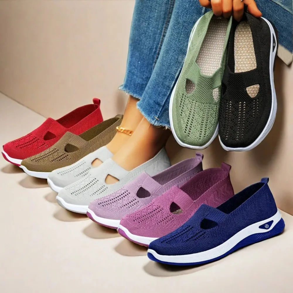 Comfortable Summer Shoes for Elderly Women Breathable Anti Slip Soft Sole Casual Walking Shoes Middle Aged Ladies Flat Sandals - Image 2