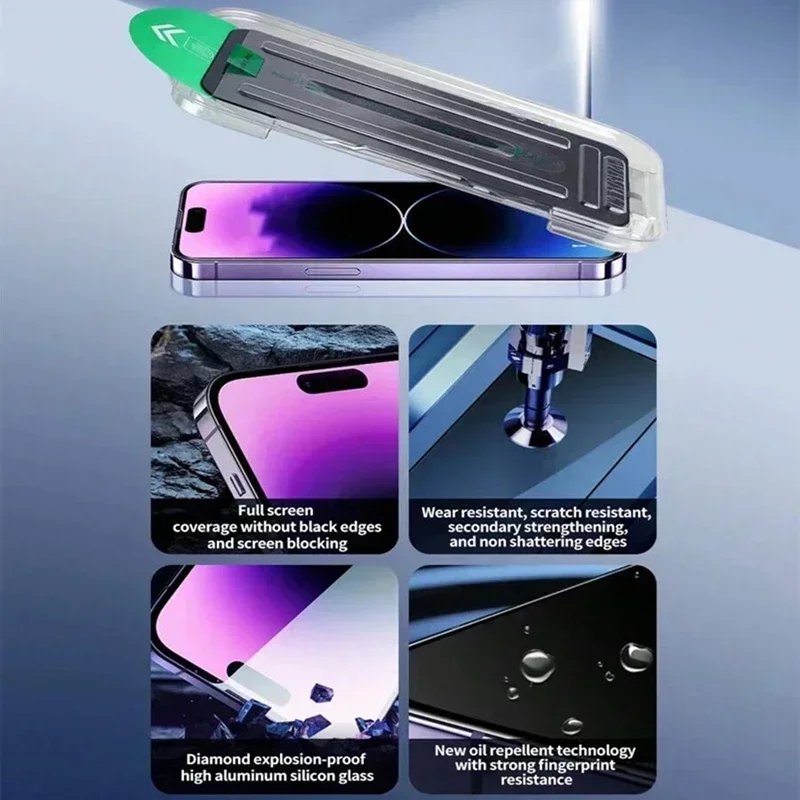 3Pcs Oleophobic Dust Free Easy Installation Matte Privacy Screen Protector for IPhone 16 15 11 12 13 14 Pro Max Plus XS XR Glass - Image 5