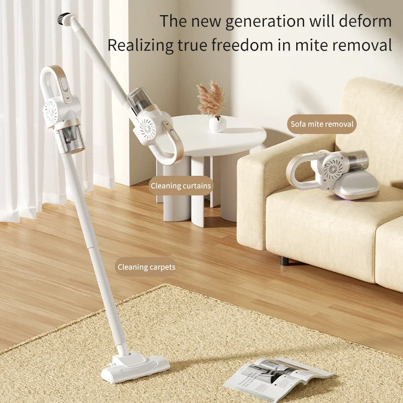 5 in 1 Wireless Handheld Vacuum Cleaner Mite Remover for Home Bed Mattress Sofa Carpet Deep Robot Mite Cleaning Machine - Image 4