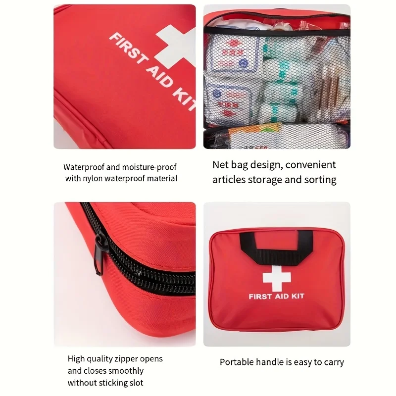 184pcs First Aid Kit, Multi-purpose Emergency Medical Supplies Portable Medical Bag, For Outdoor Hiking, Camping And More - Image 2
