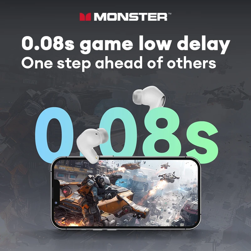 Monster MQT52 Wireless Bluetooth 5.4 Earphones Long Battery Life Gaming Headphones Dual Mode HIFI Stereo Sound Headset With Mic - Image 5