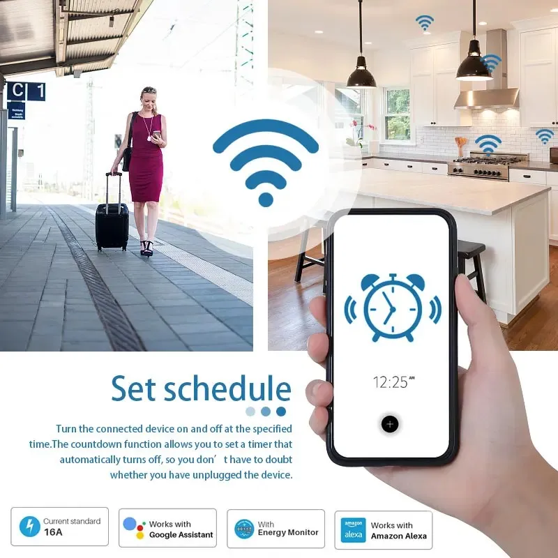 Tuya Smart Socket EU16A/20A Wifi Smart Plug With Power Monitoring Smart Life APP Remote Control Support Google Assistant Alexa - Image 3