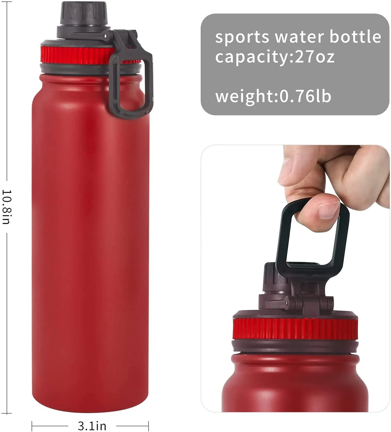 UPORS Stainless Steel Sport Water Bottle 600ml/800ml Large Capacity Double Wall Vacuum Insulated Tumbler Portable Thermos Bottle - Image 2