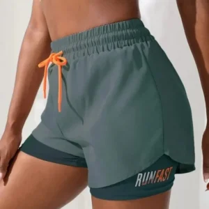 Women’s High Rise Yoga Shorts With Elastic Proximity Control Running Shorts, Fake Two Pieces Pants
