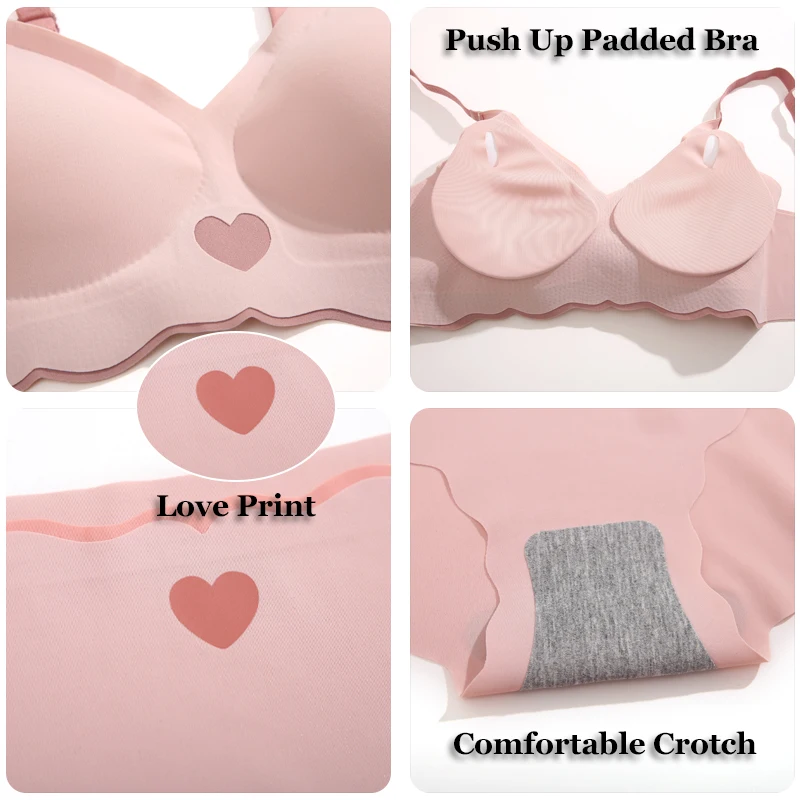 Seamless Bra Set Women Backless Underwear Suit Push Up Bras Sexy Lingerie Set Deep V Tops Soft Ice Silk Briefs Female Intimates - Image 4