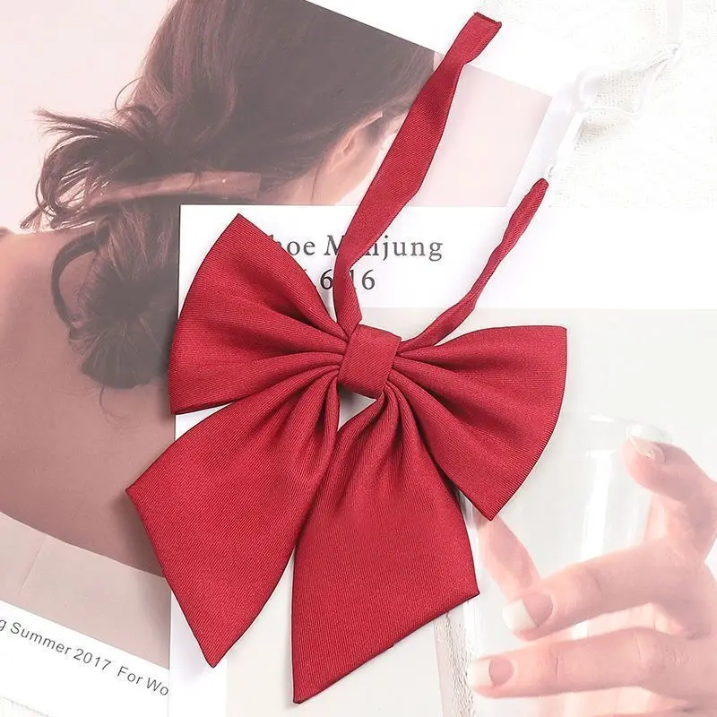 Students School Season Red Solid Bow Tie for Women Uniform Collar Butterfly Cravats Girls Bowties JK Shirt Dress Neck Wear Ties - Image 3
