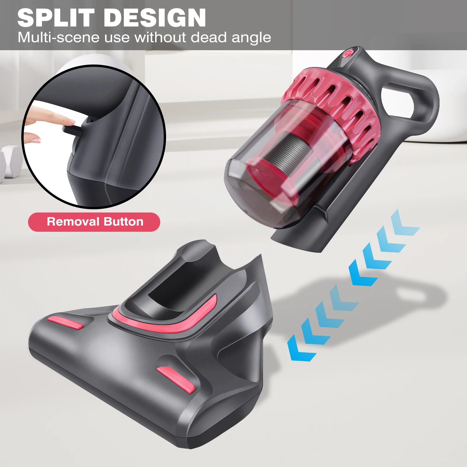 10000PA Mattress Vacuum Cleaner Ultraviolet Sterilization Machine Mini Handheld Wireless Mite Remover USB Charging Portable UV-C - Image 4