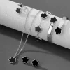 5pcs Lucky Five-petal Flower Women’s Jewelry Set, Fashion Flower Bracelet + Necklace + Earrings + Bracelet + Ring Set, Birthday