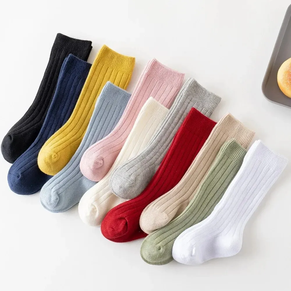 3Pairs/Lot Baby Knee High Socks Kids Girls Boys Soft Cotton Long Sock Cute Spanish Stripe Solid Children Socken For 0-8Years - Image 4