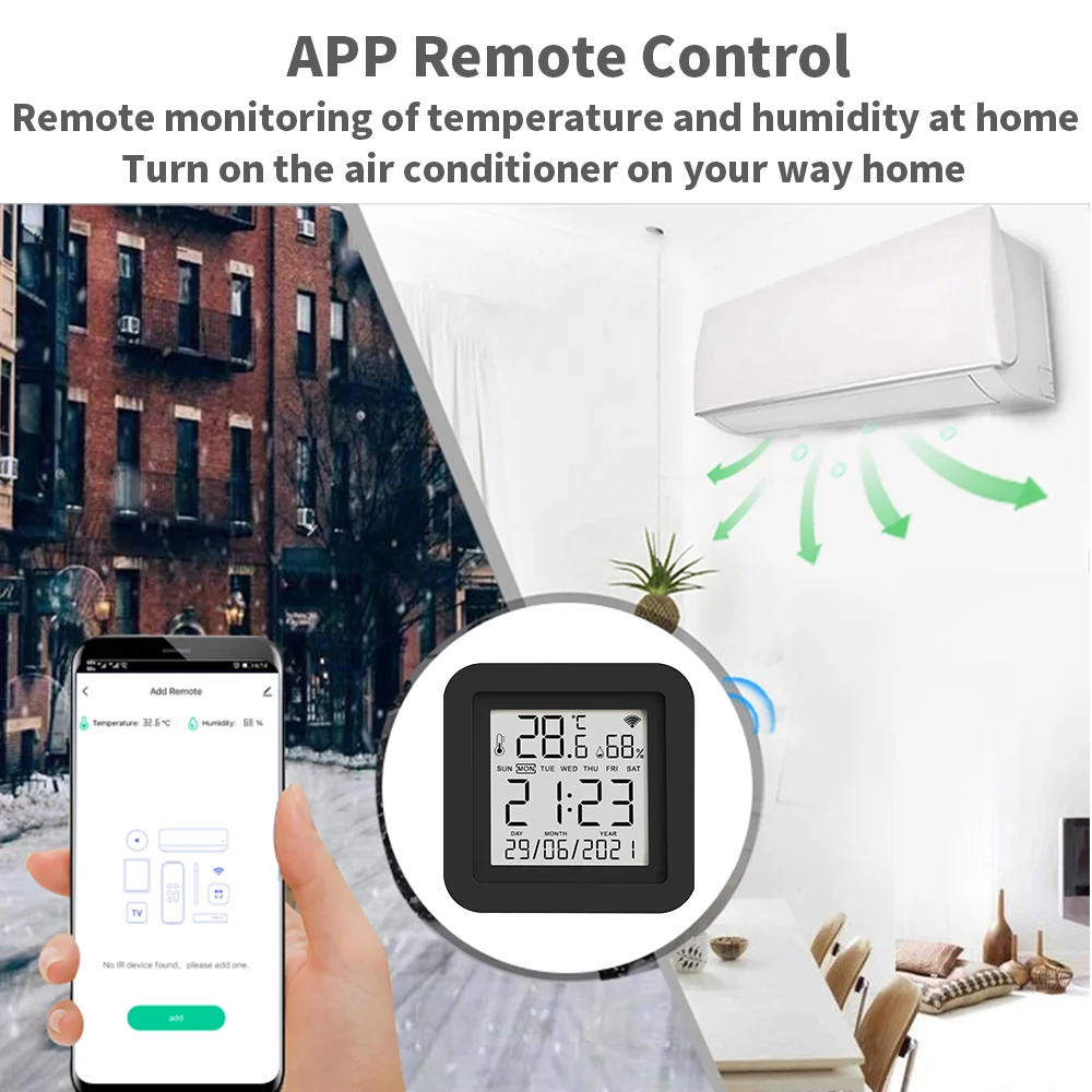 Tuya Smart Universal IR Remote With Temperature Humidity Sensor for Air Conditioner TV AC Works with Alexa Google Home Yandex - Image 2