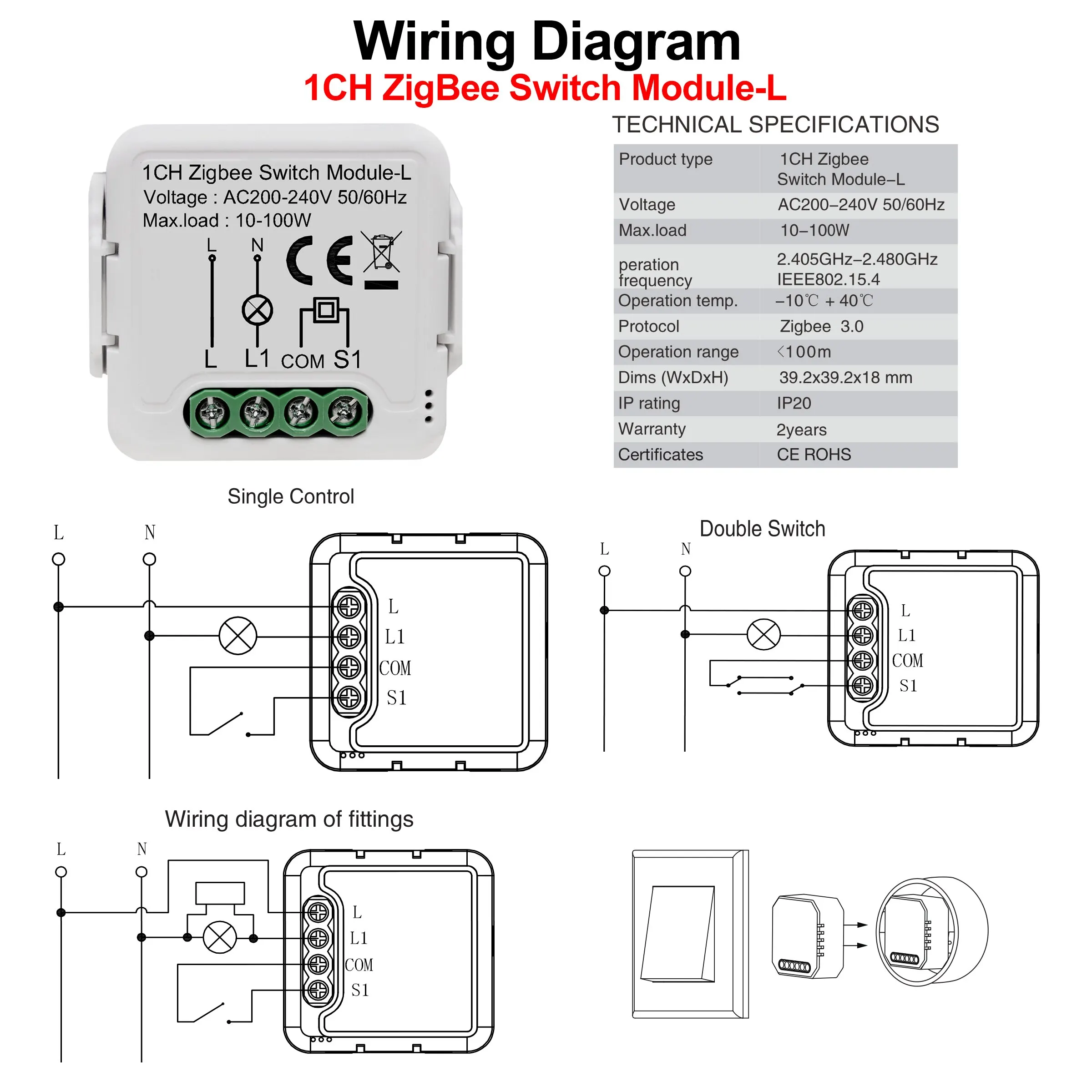 GIRIER Tuya ZigBee 3.0 Smart Switch Module No Neutral Wire Required Smart Home DIY Light Breaker Works with Alexa Google Home - Image 3