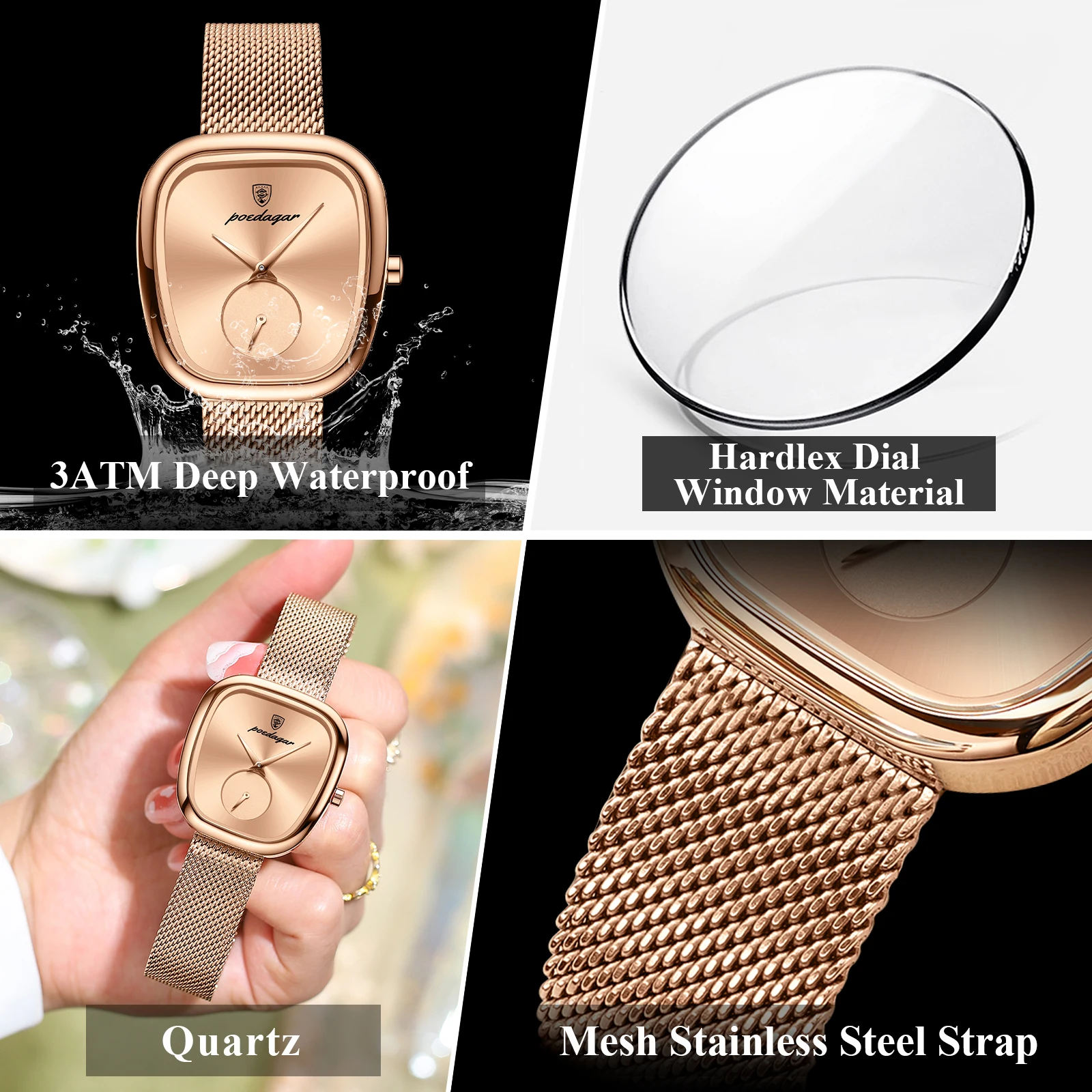 POEDAGAR Luxury Fashion Elegant Ladies Watch Waterproof Watch for Woman Mesh Stainless Steel Quartz Women's Watches Female Reloj - Image 4