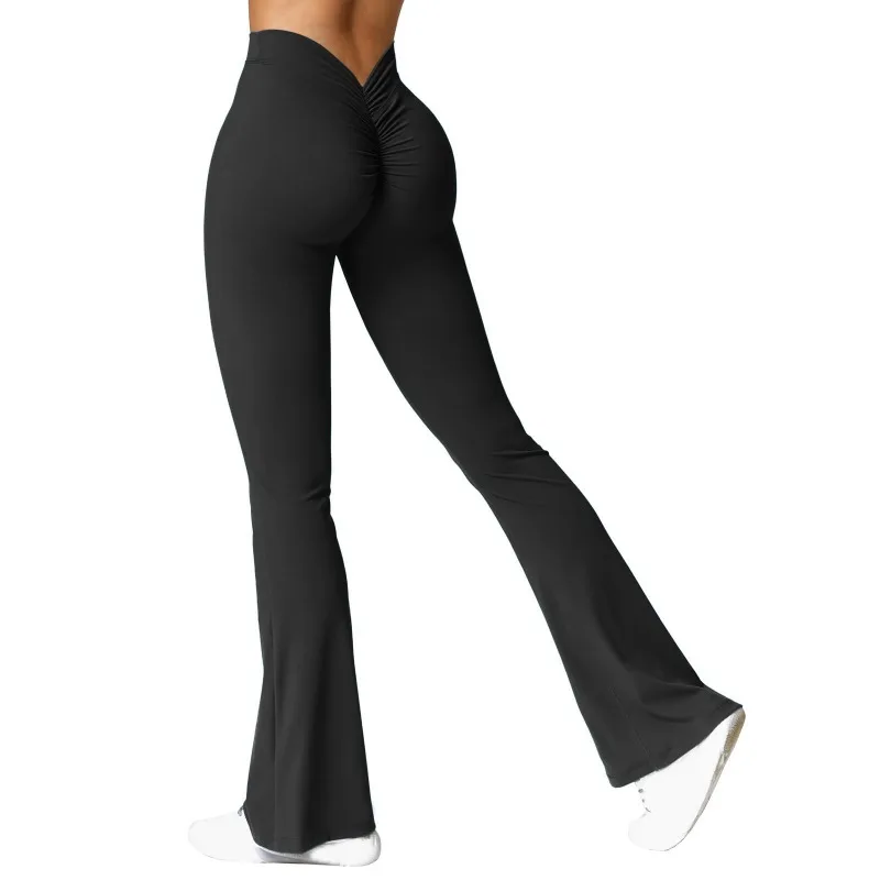 Fashion Micro Horn Leggings Women V-back Waist Sports Pants High Waist Push Up Butt Gym Pants Solid Slim Casual Leggings - Image 2