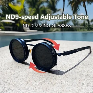 Polarized Round Sunglasses ND9 Adjustable Dimming Sun Glasses Men Women Retro Punk Men’s Fishing Eyeglasses Outdoor Shades UV400