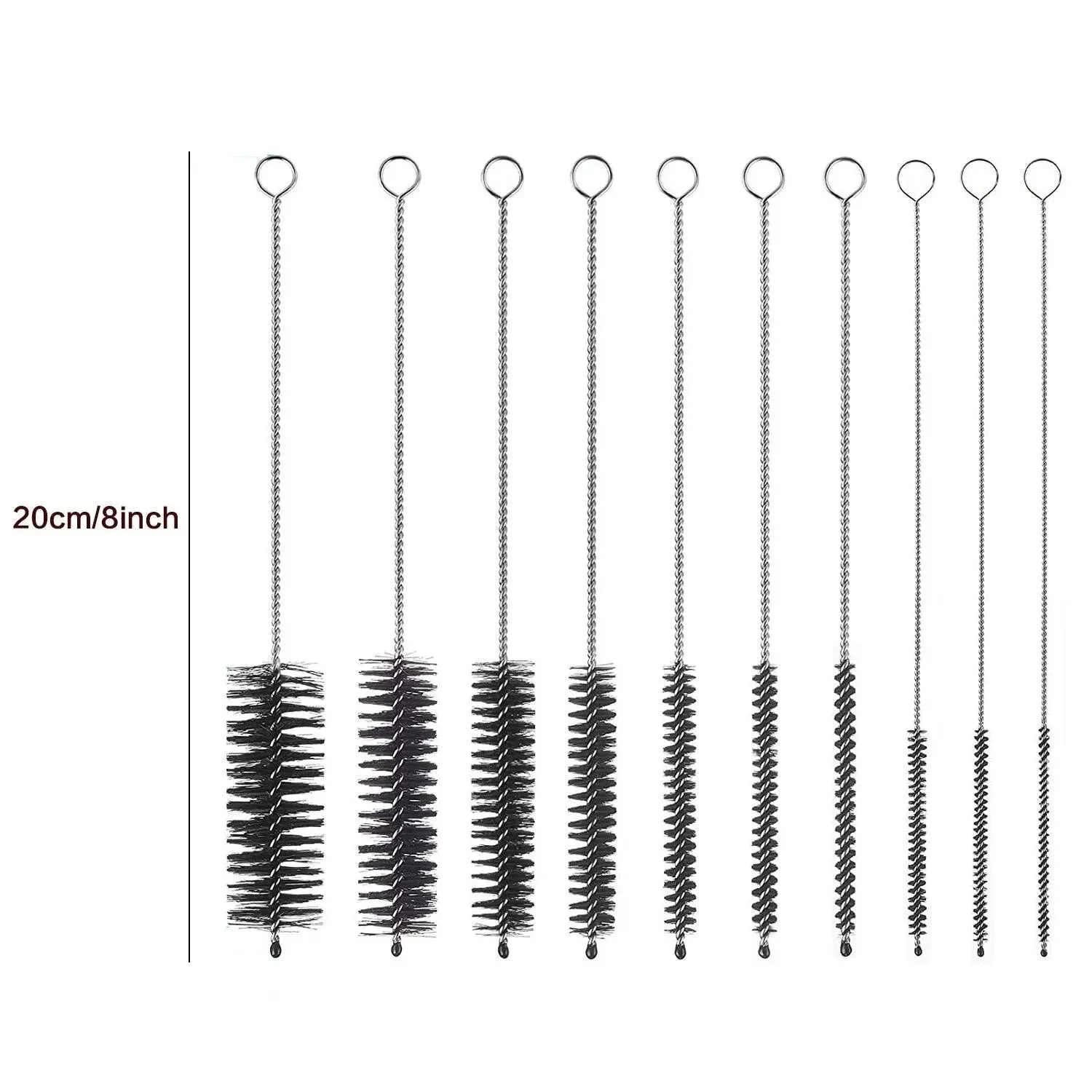 10Pcs/Set Multifunctional Portable Stainless Steel Household Bottle Brushes Cleaner Glass Washing Tube Cleaning Brush Set - Image 2