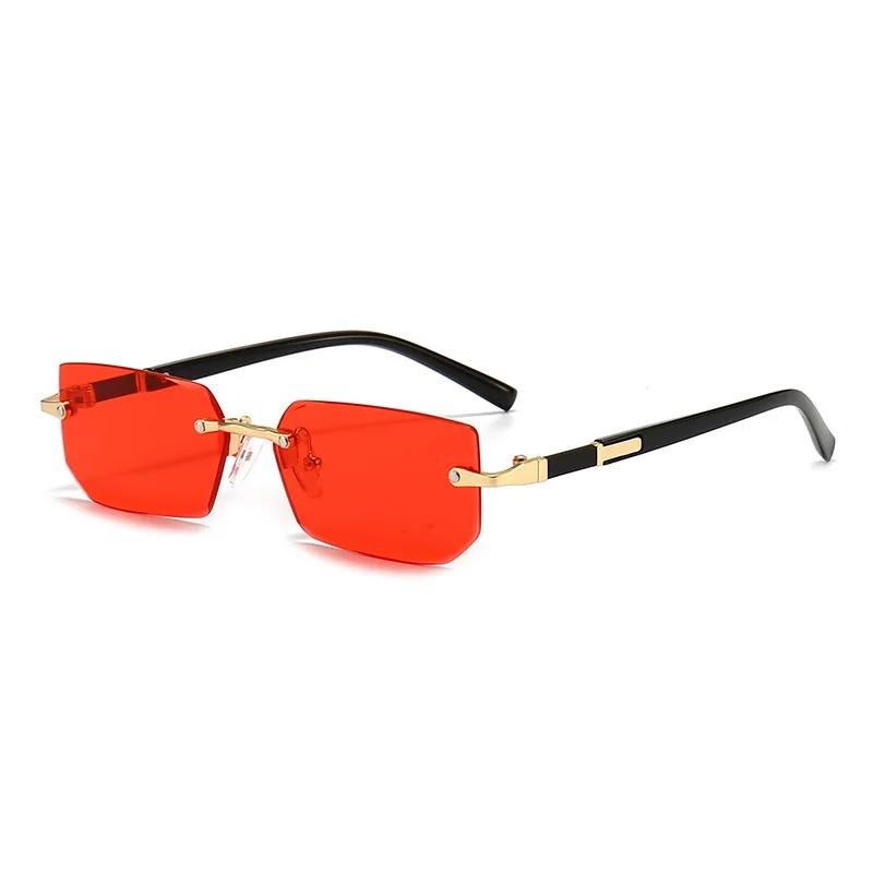 Rimless Sunglasses Rectangle Fashion Popular Women Men Shades Small Square Sun Glasses For Female Male Summer Traveling Oculos - Image 5