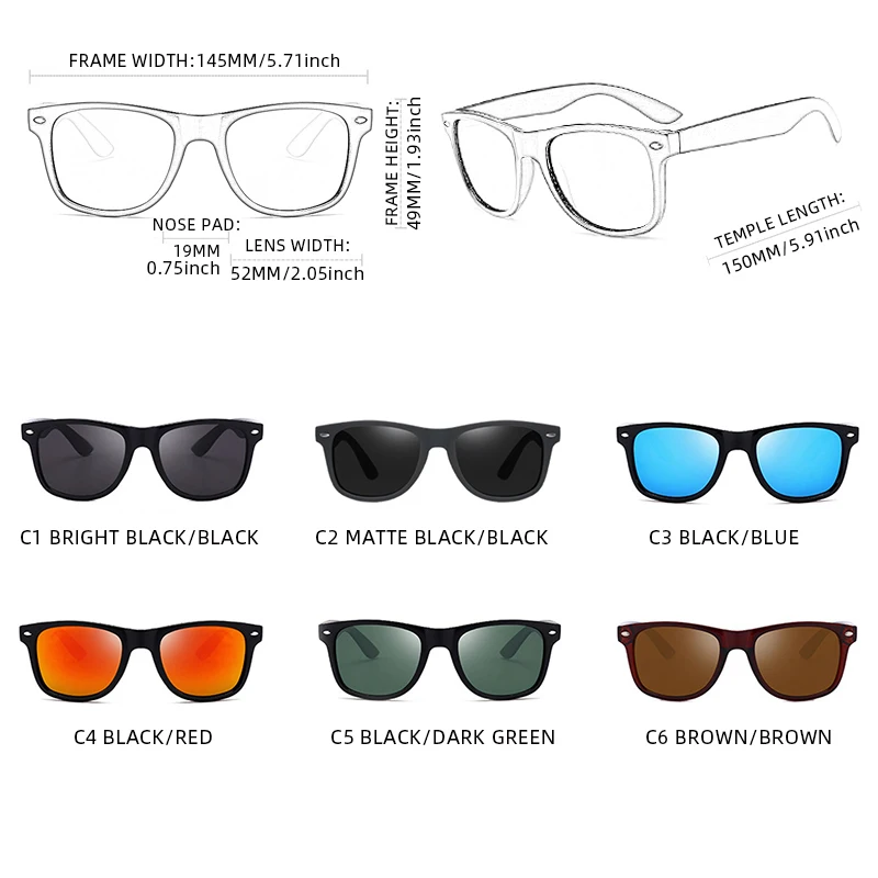 Classic Square Polarized Sunglasses Men Women Retro Black Sun Glasses Male Female Fashion Summer Anti Glare Driving Shades - Image 5
