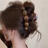 Retro Gradient Beaded Hair Claw 11Cm Women’s Geometric Plastic Hairpin Shark Clip Fashion Everything Hair Clip Hair Accessories