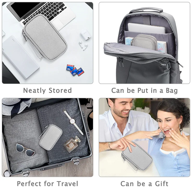 Data Cable Storage Bag Waterproof Travel Organizer Bag Portable Carry Case Double Layers Storage Bag for Cable Cord USB Charger - Image 2