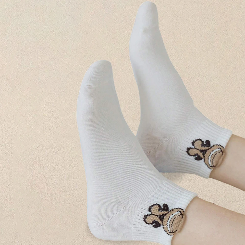 5/10/20 Pairs Women Cartoon Teddy Bear Patterned Ankle Socks Versatile Fashionable Creative Breathable Comfortable Casual Socks - Image 3
