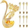 Ice Cream Cake Coffee Tea Stirring Spoons Dessert Swan Holder Cutlery Spoons Set Cutlery Kitchen Tableware 1 Set of 7 Pieces