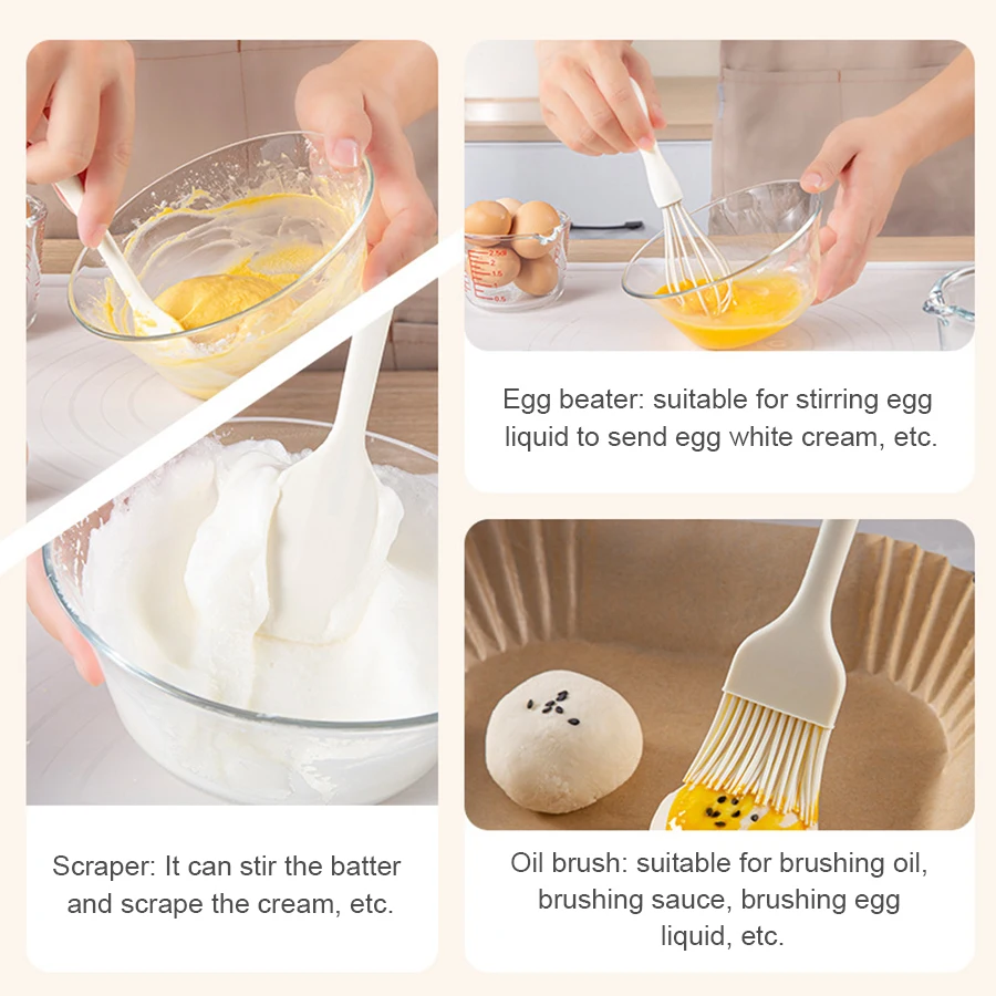 Silicone Baking Set Cake Cream Spatula Scraper Kitchen Household Egg Whisk Barbecue Oil Brush Gadget Kitchen Supplies - Image 2